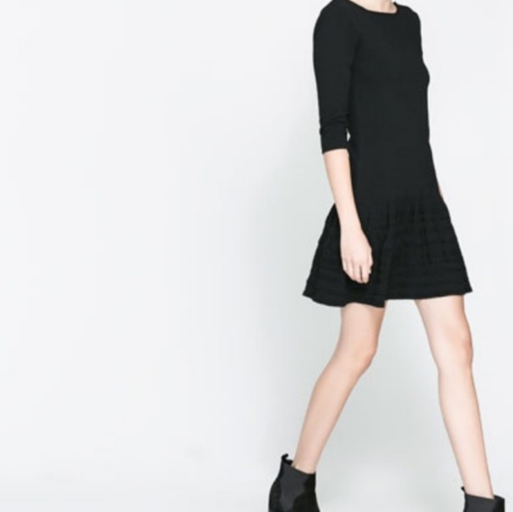 Zara Knit Scoop Back Drop Waist Mini Dress